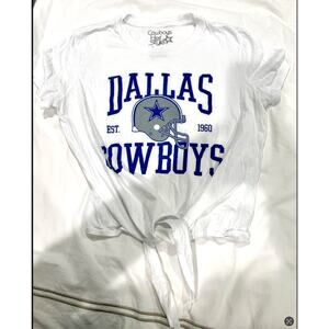 Cowboys Her Style Women's Dallas Cowboys Cropped White Vintage T-Shirt Small
